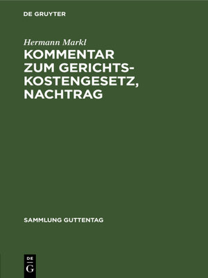 cover image of Kommentar zum Gerichtskostengesetz, Nachtrag